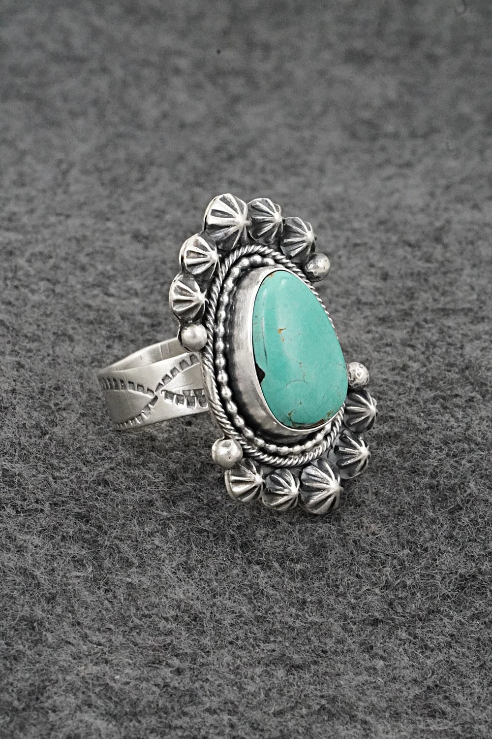 Turquoise & Sterling Silver Ring - Cordell Platero - Size Adjustable