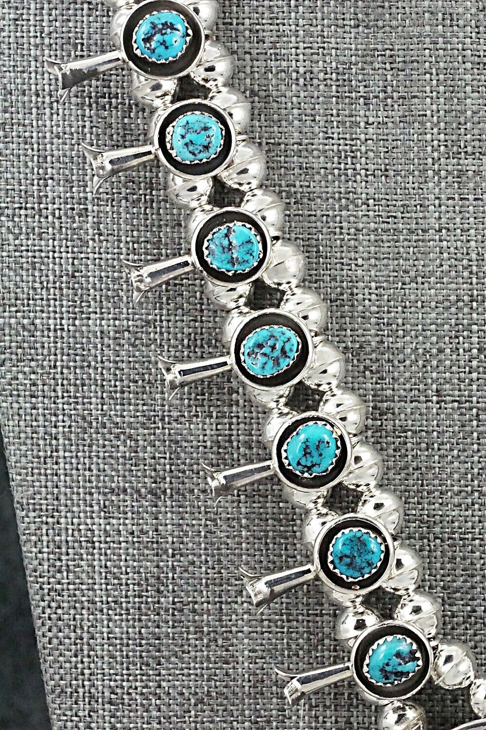Turquoise & Sterling Silver Squash Blossom Set - Phil Garcia