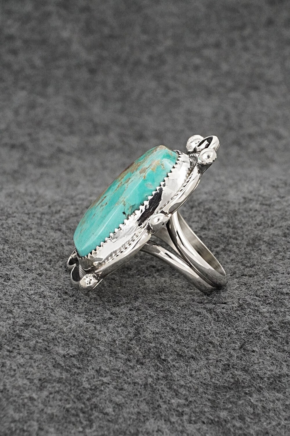 Turquoise & Sterling Silver Ring - Leslie Nez - Size 8.5