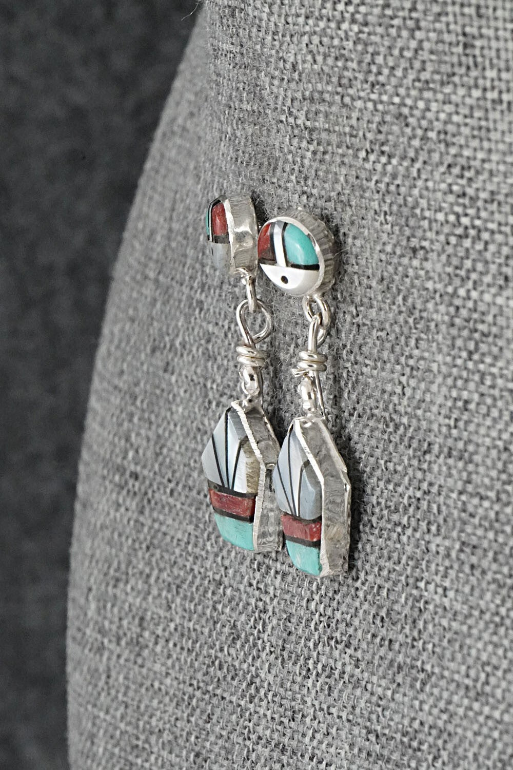 Multi Stone Inlay & Sterling Silver Earrings - Ola Eriacho