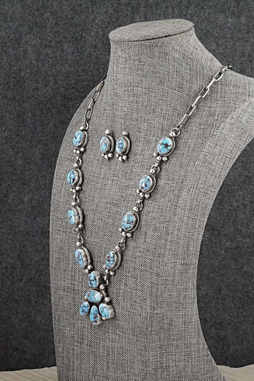 Turquoise & Sterling Silver Necklace and Earrings Set - Kathleen Livingston