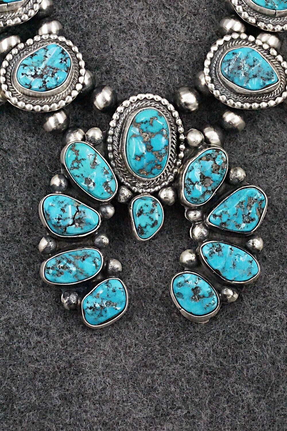 Turquoise & Sterling Silver Squash Blossom Set - Bobby Johnson