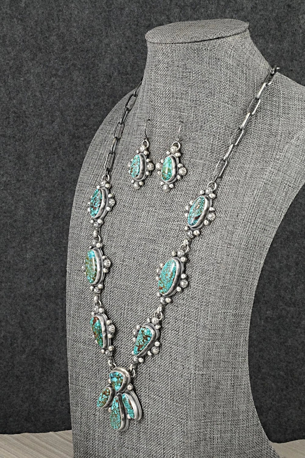 Turquoise & Sterling Silver Necklace and Earrings Set - Kathleen Livingston