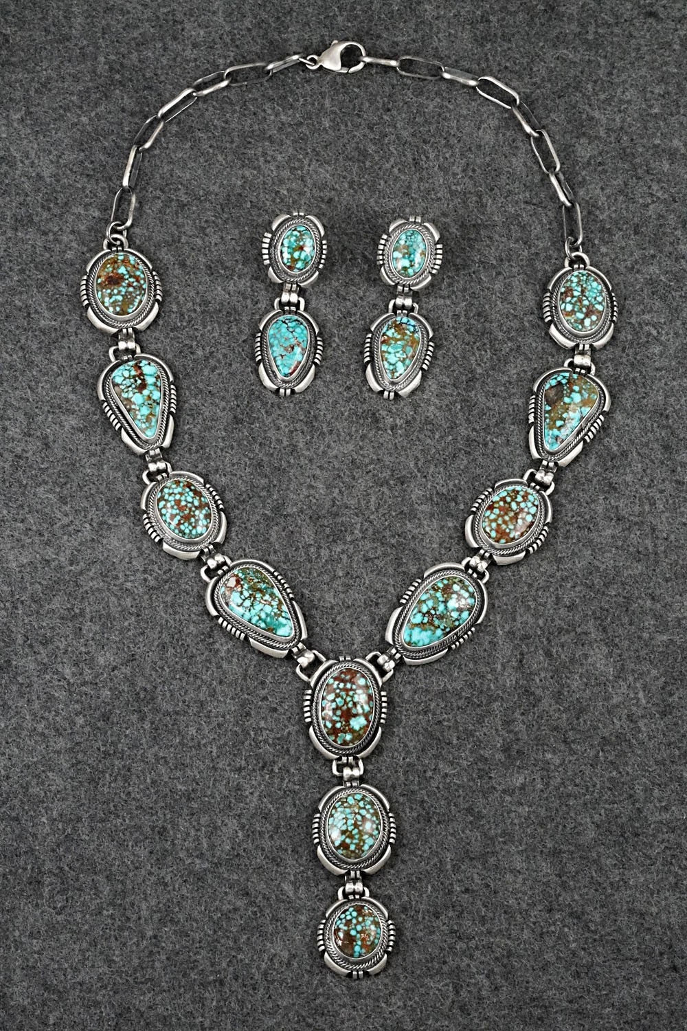 Turquoise & Sterling Silver Necklace and Earrings Set - Mark Yazzie