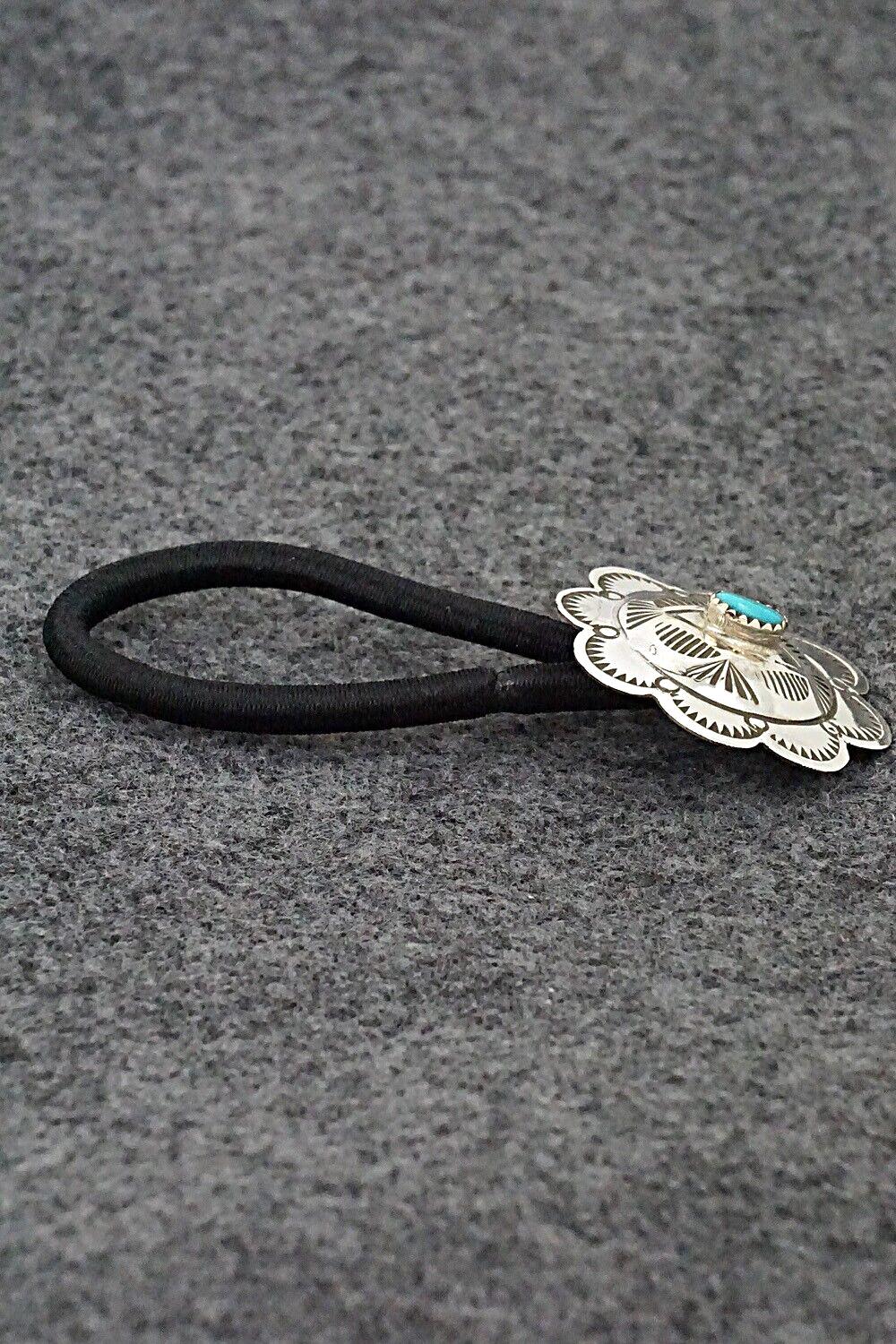 Turquoise & Sterling Silver Hair Tie - Bertha Begay