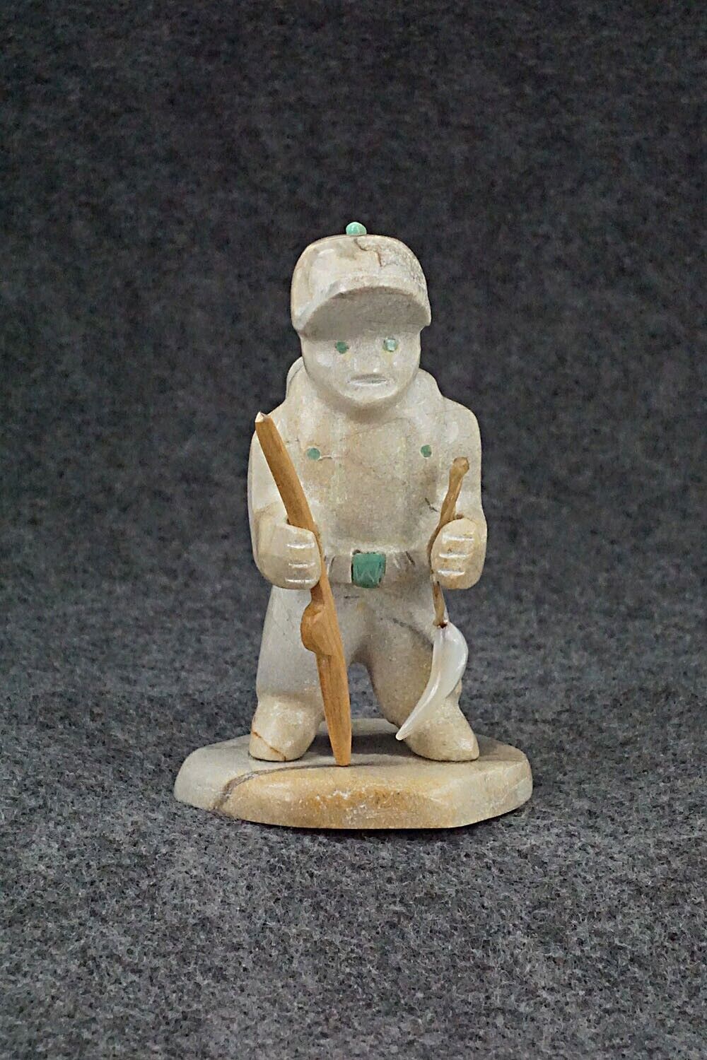 Boy with Fishing Pole Zuni Fetish Carving - Enrike Leekya