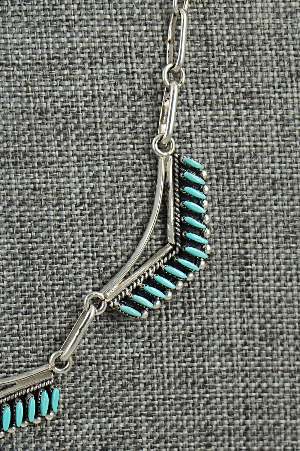 Turquoise & Sterling Silver Necklace and Earrings Set - Mildred Ukestine