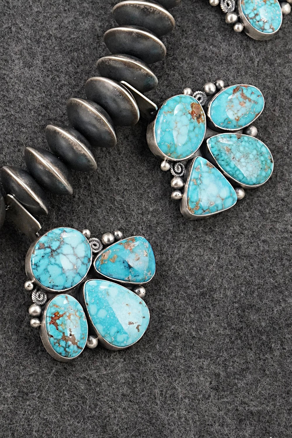 Turquoise & Sterling Silver Squash Blossom Set - Mark Yazzie