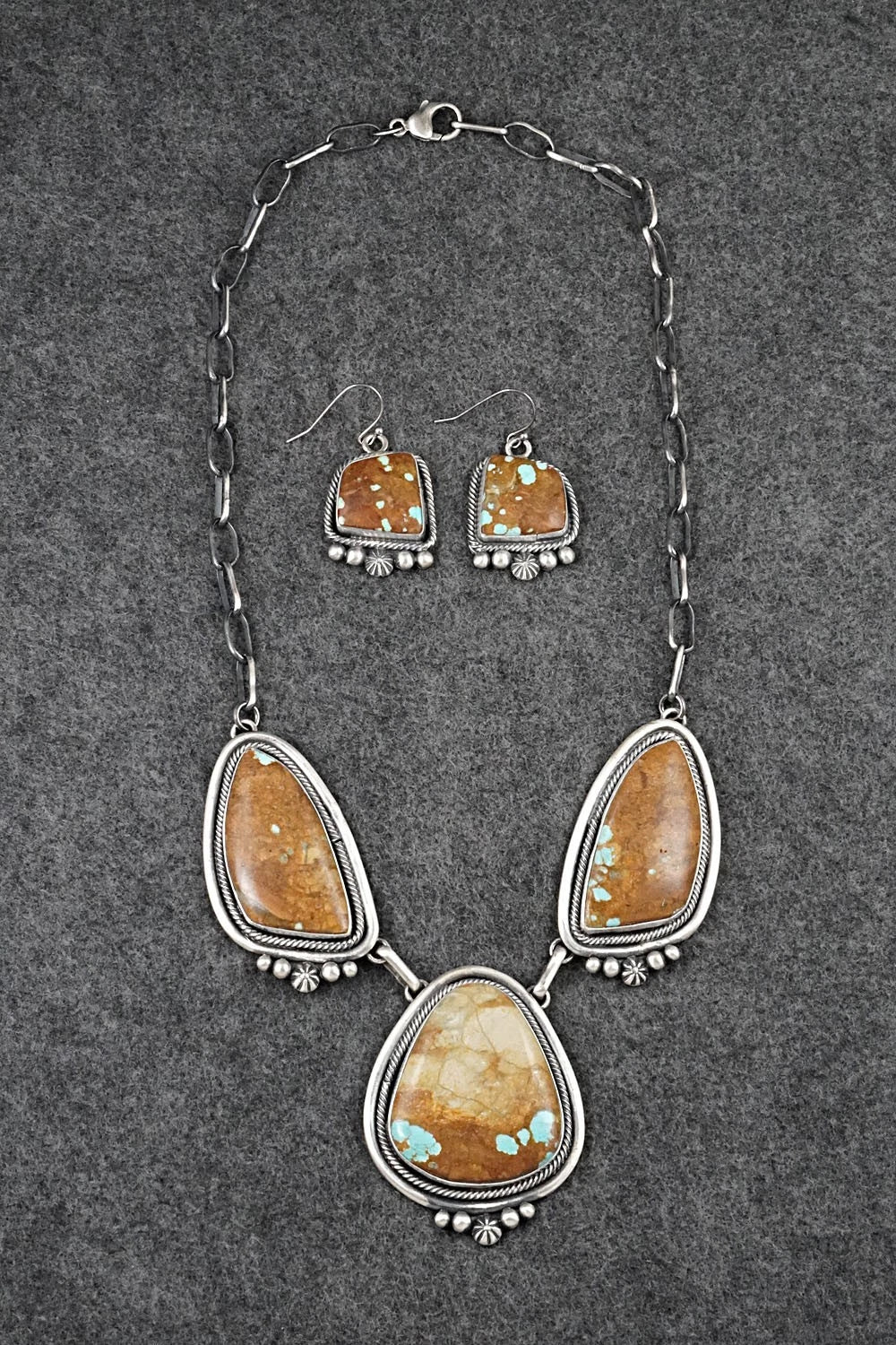 Turquoise & Sterling Silver Necklace and Earrings Set - Paul Livingston
