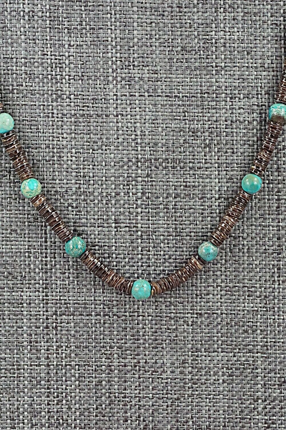 Turquoise, Shell & Sterling Silver Necklace 18" - Ramona Bird