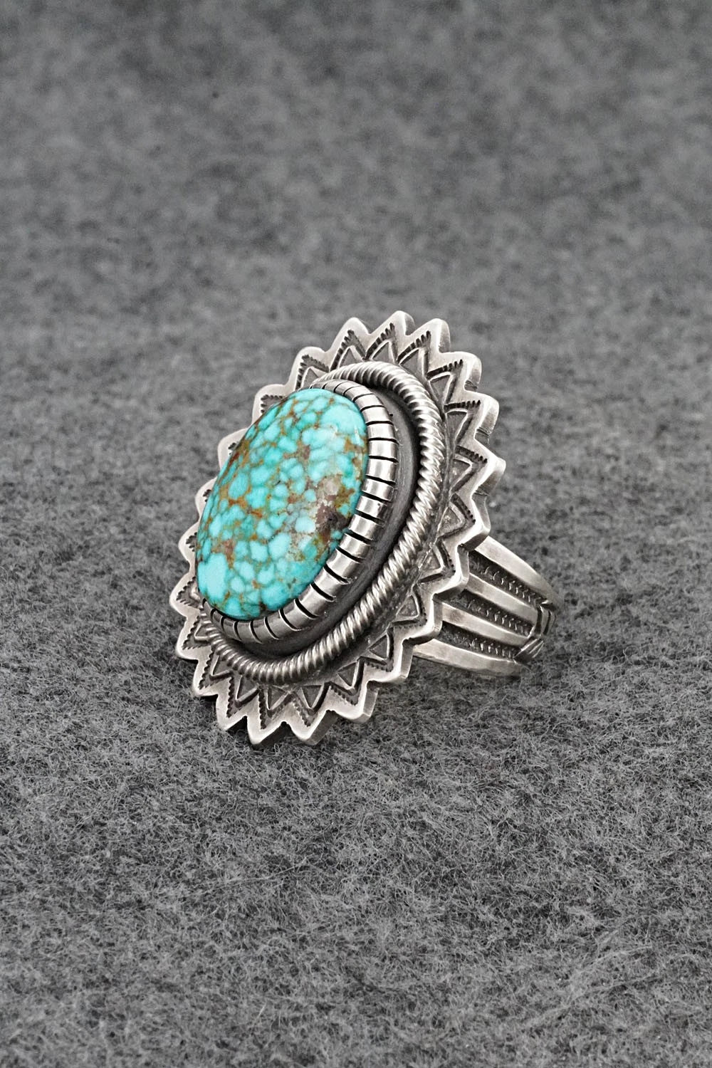 Turquoise & Sterling Silver Ring - Calvin Martinez - Size 9.5