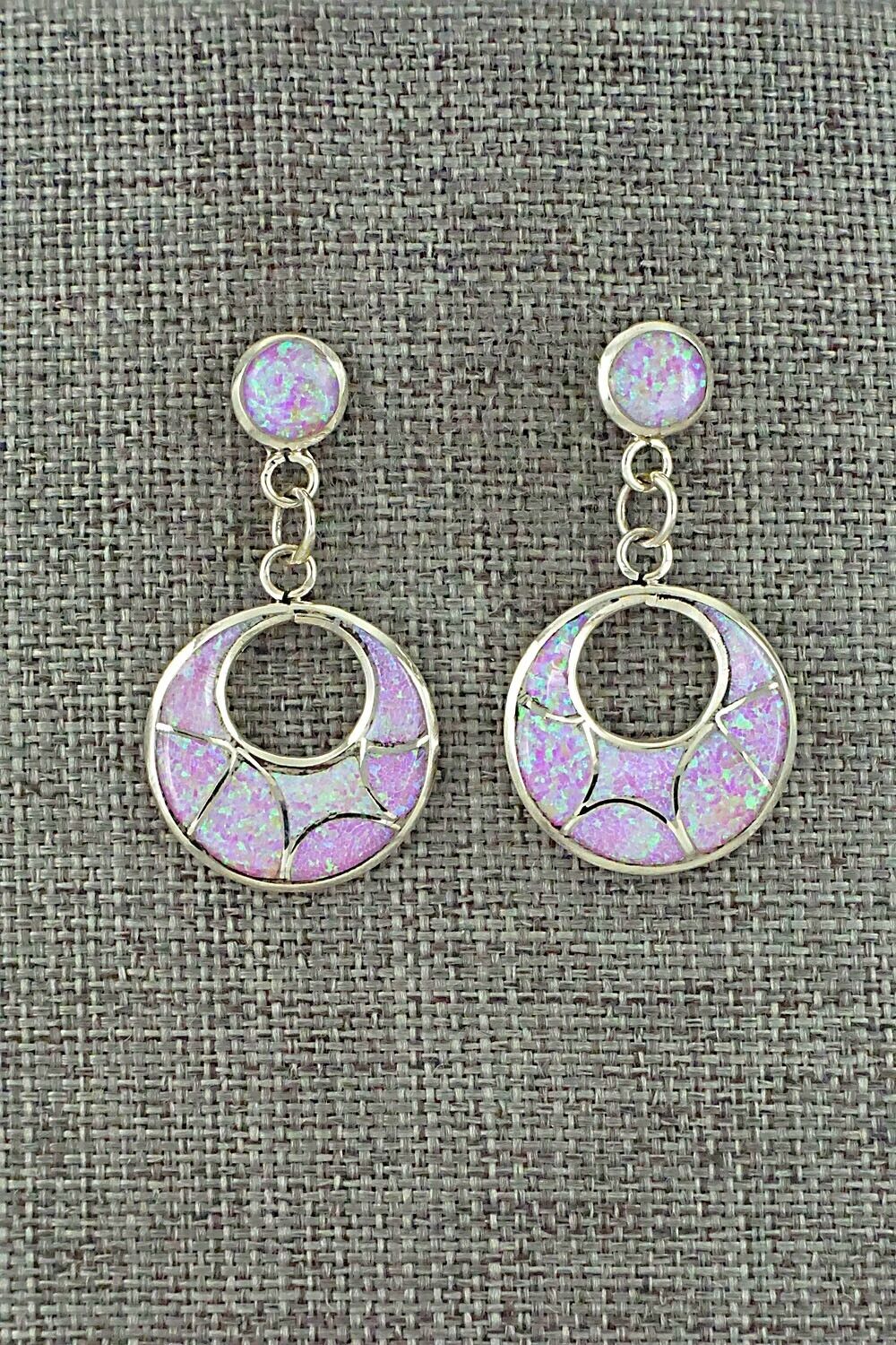 Opalite & Sterling Silver Inlay Earrings - Delorna Lahi