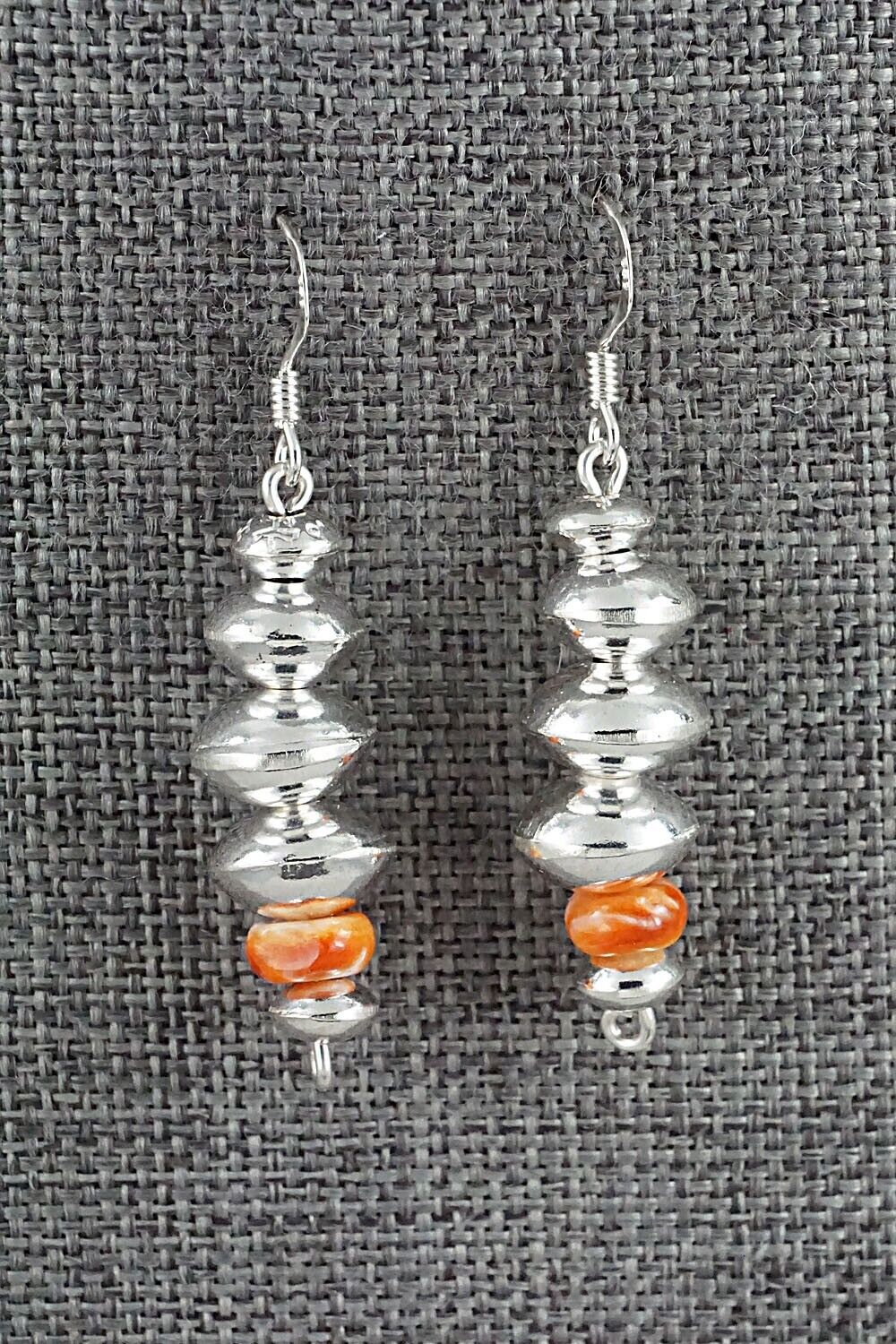 Spiny Oyster & Sterling Silver Navajo Pearl Earrings - Presley Haley