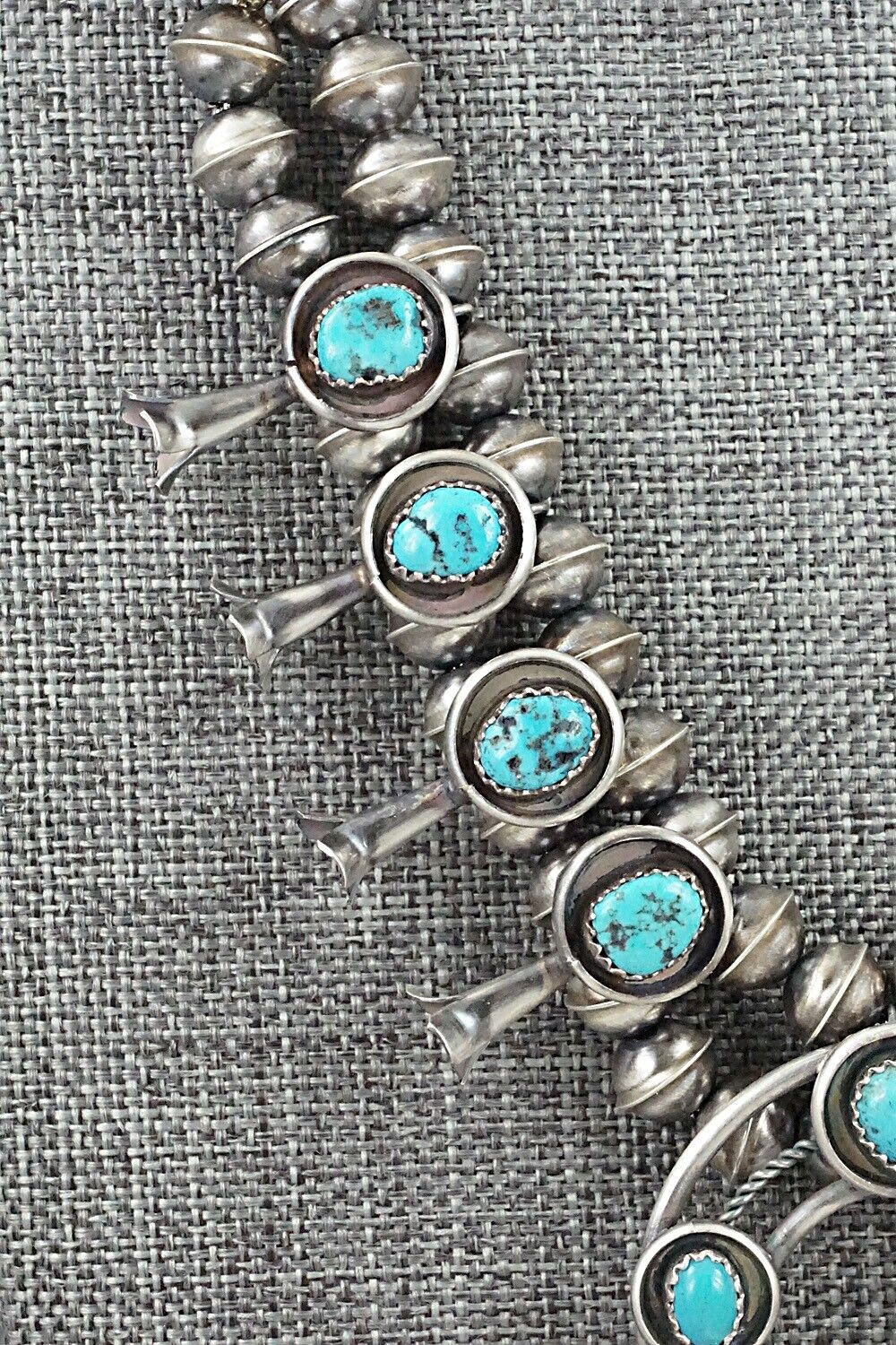 Turquoise & Sterling Silver Mini Squash Blossom Set - Phil Garcia