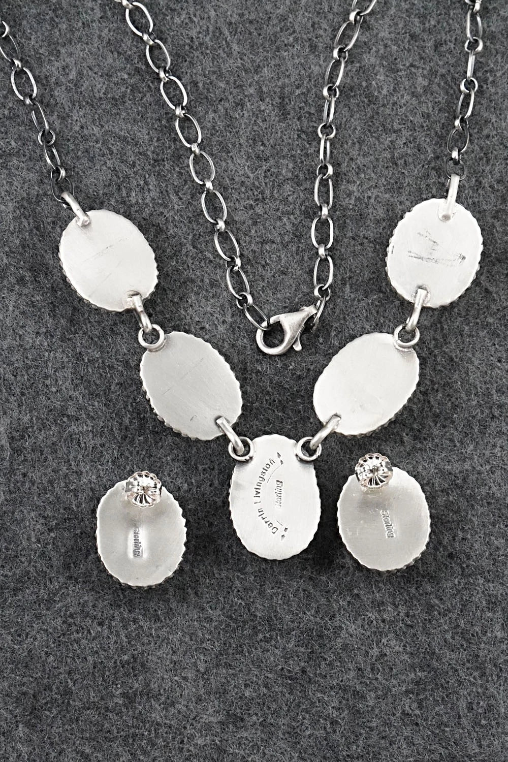 Turquoise & Sterling Silver Necklace and Earrings Set - Darrin Livingston