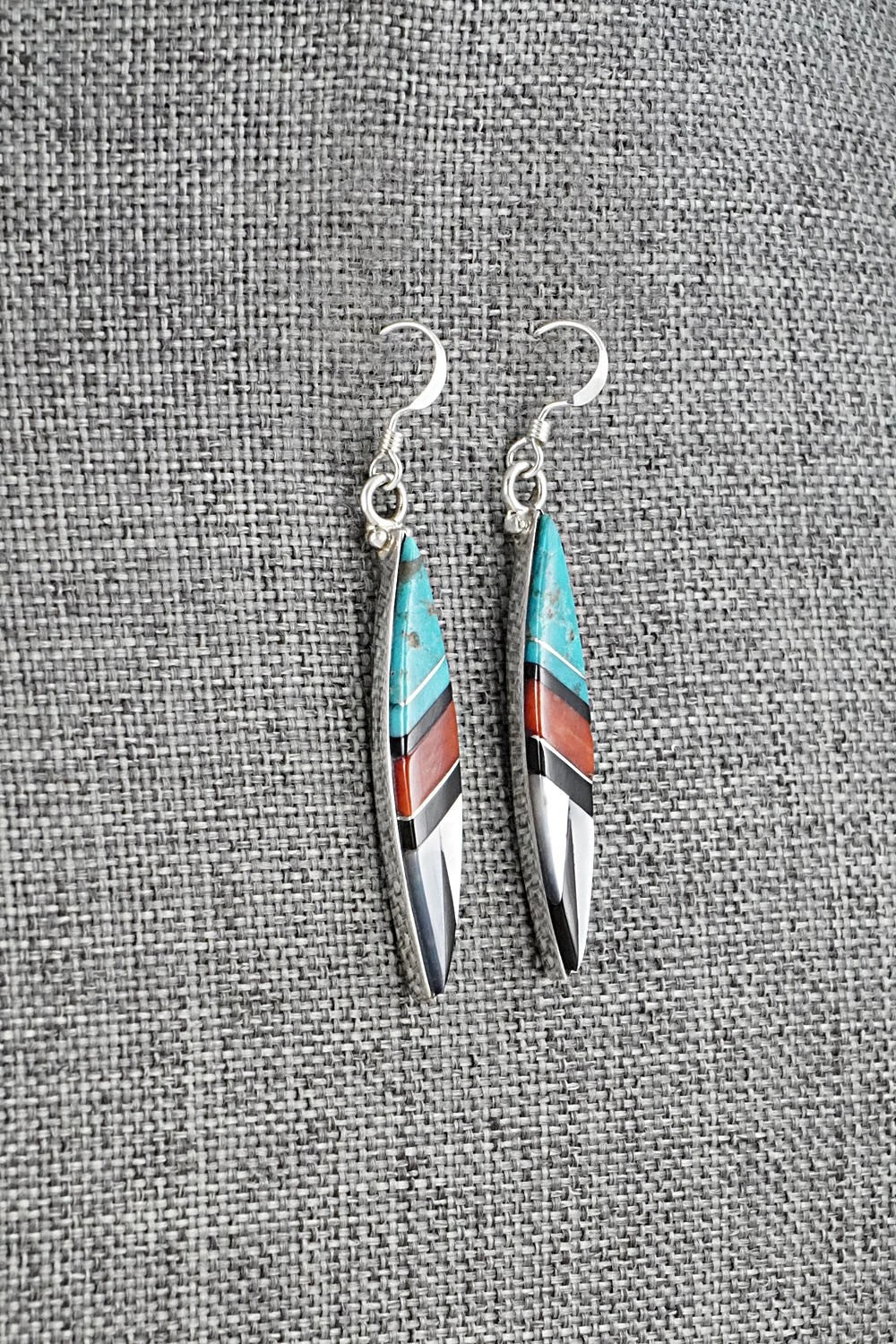 Multi-Stone Inlay & Sterling Silver Earrings - Cleo Kallestewa