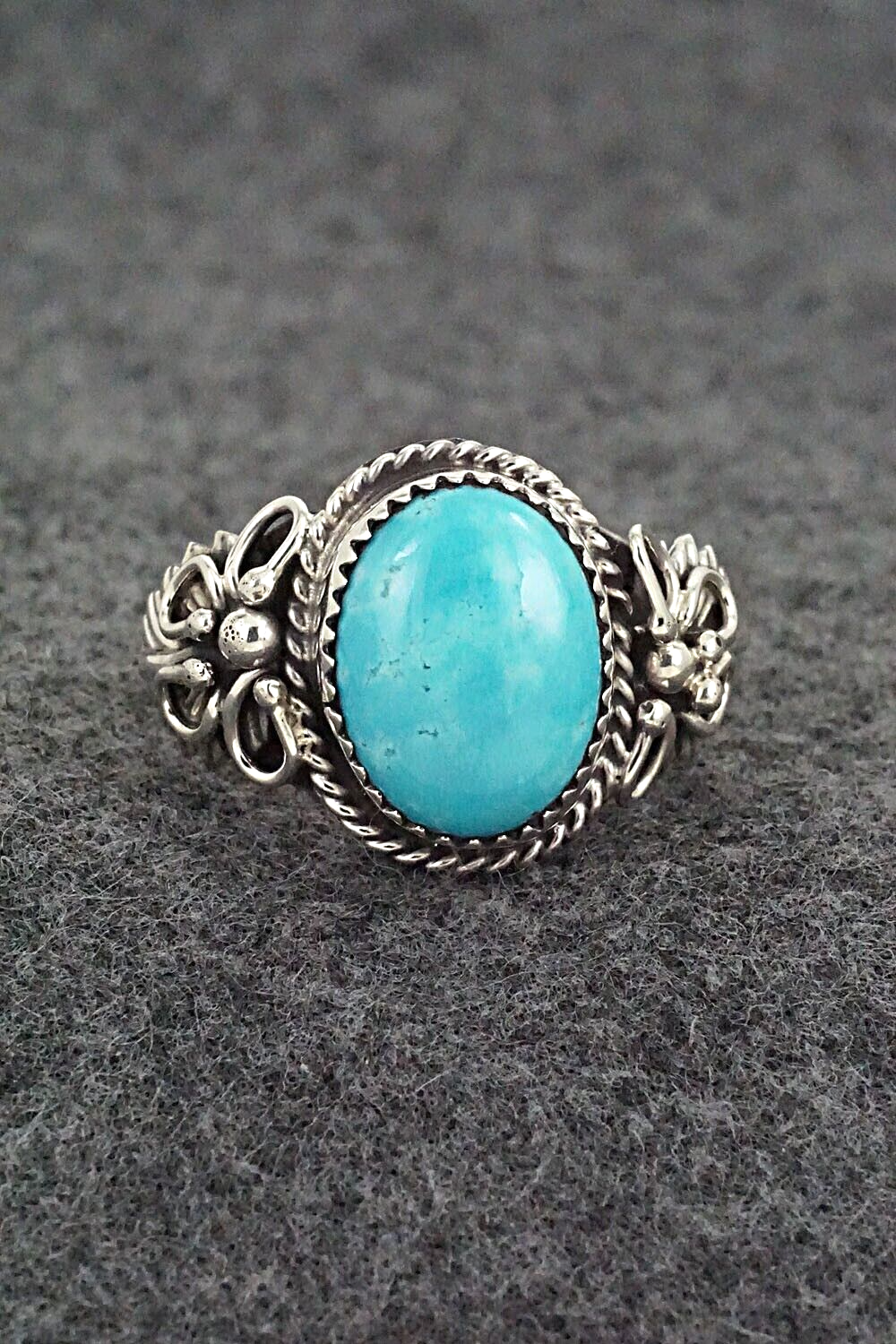 Turquoise & Sterling Silver Ring - Jeannette Saunders - Size 12.5