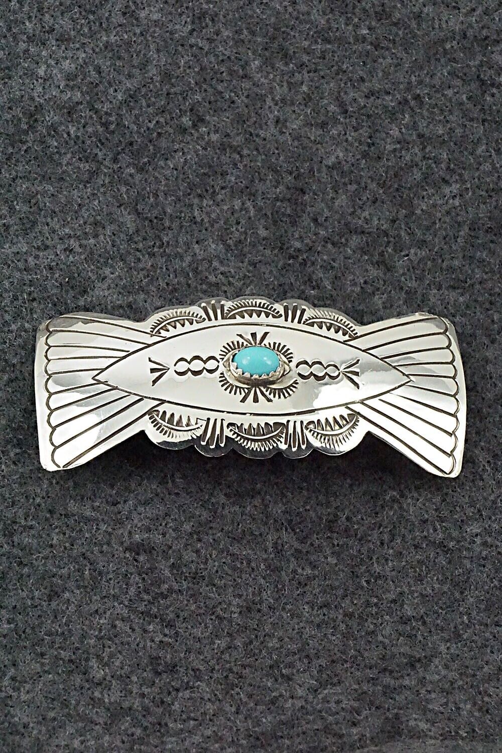 Turquoise & Sterling Silver Hair Barrette - Arlene Soce
