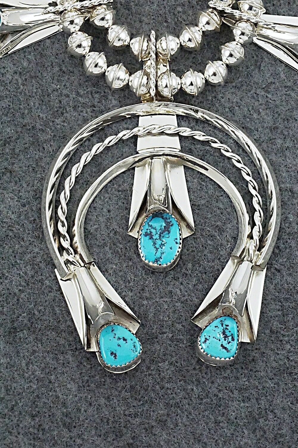 Turquoise & Sterling Silver Squash Blossom Set - Louise Yazzie