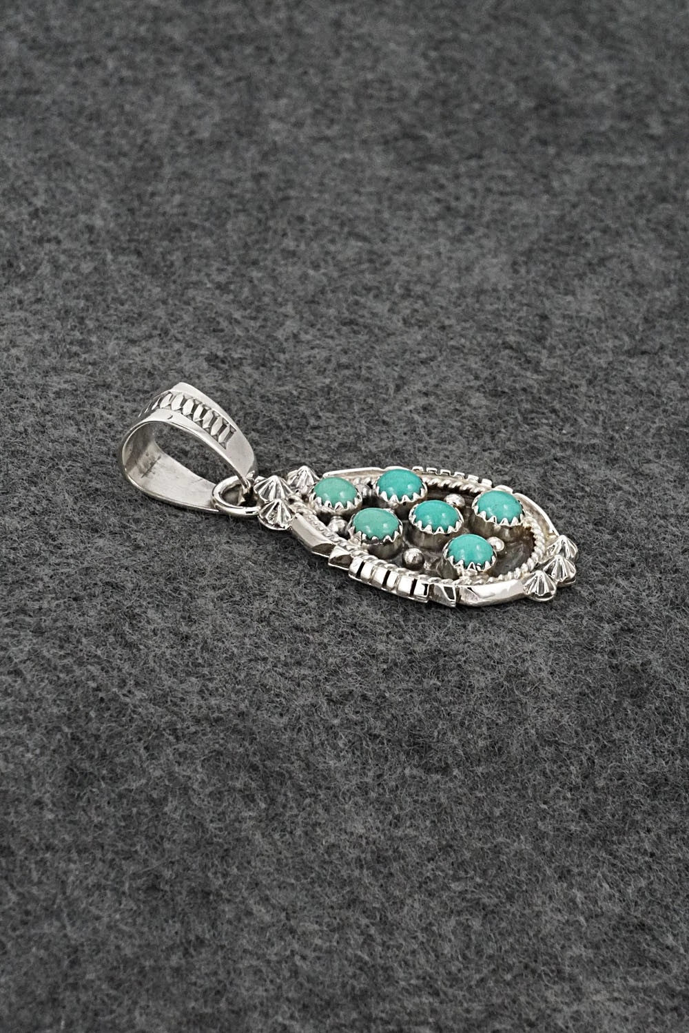 Turquoise & Sterling Silver Pendant - Kenny Lonjose