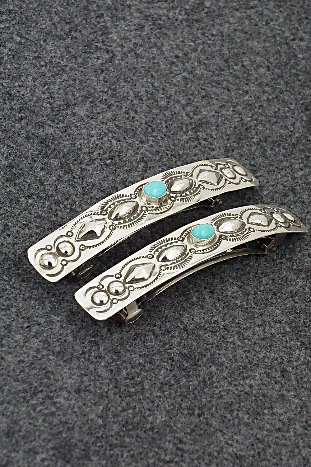 Turquoise & Sterling Silver Hair Barrettes - Jennie Blackgoat