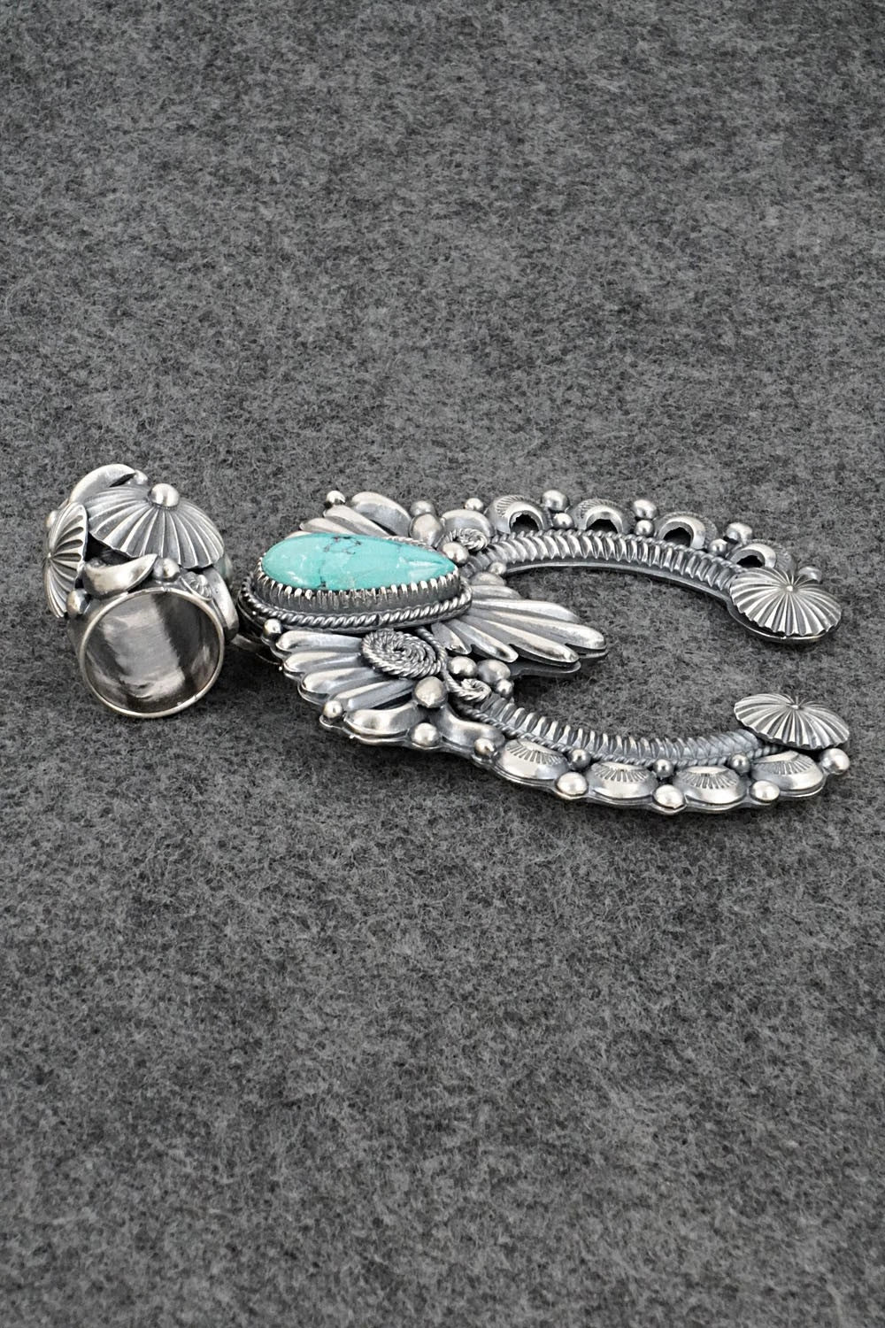Turquoise & Sterling Silver Naja Pendant - Delbert Gordon