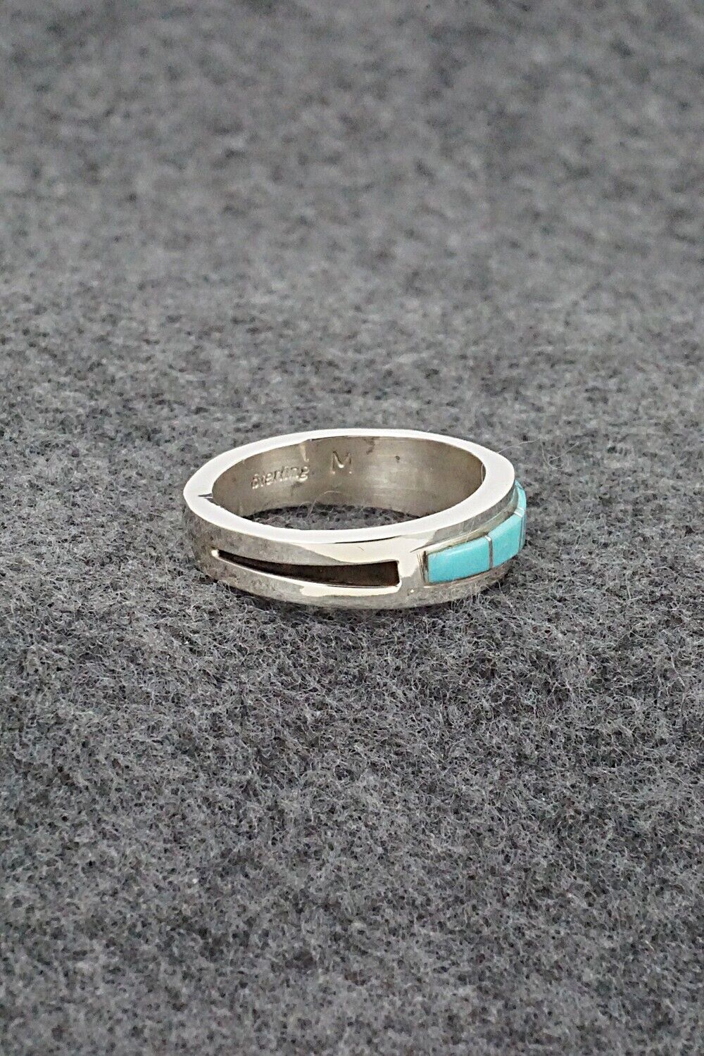 Turquoise & Sterling Silver Inlay Ring - Wilbert Muskett Jr. - Size 9.5