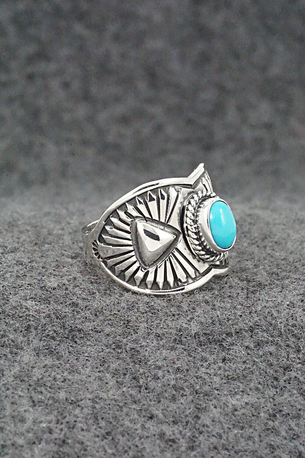 Turquoise & Sterling Silver Ring - Derrick Gordon - Size 7.5