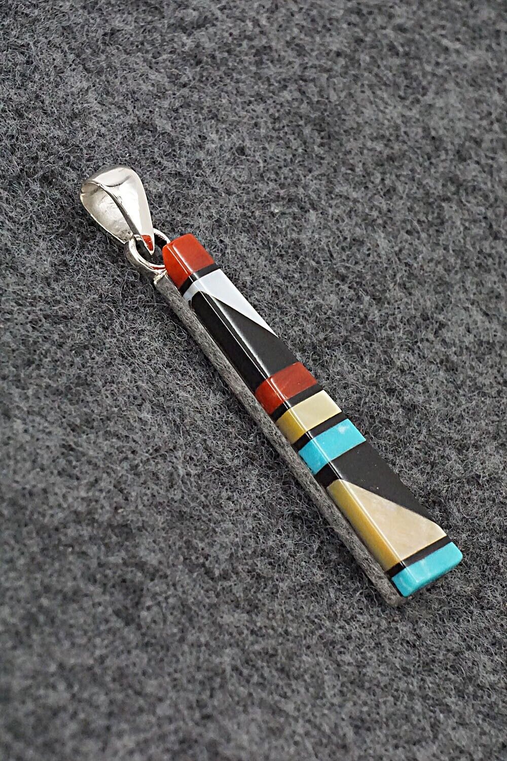 Multi Stone & Sterling Silver Pendant - Madarrel Kallestewa