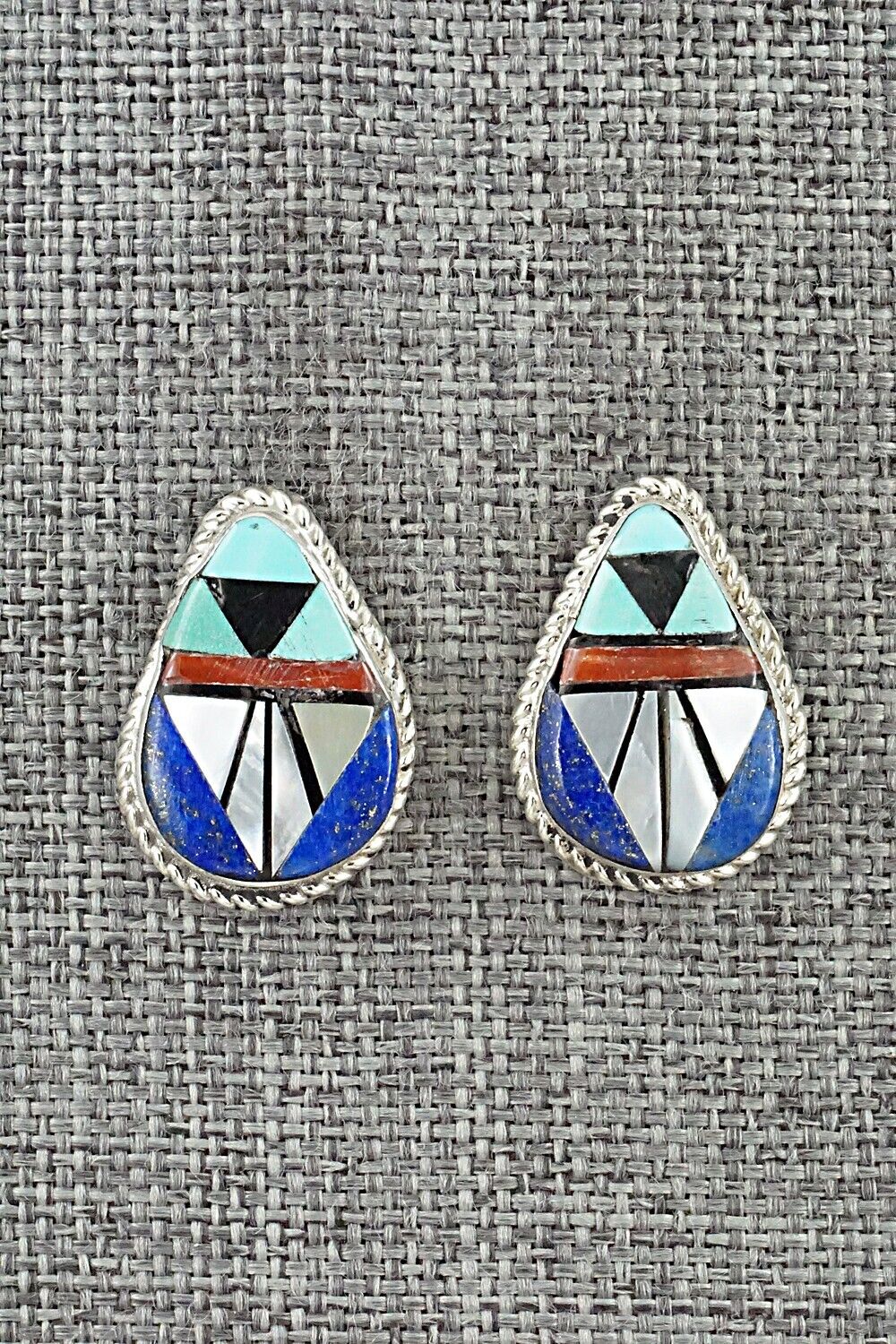 Multi-Stone Inlay & Sterling Silver Earrings - Ola Eriacho