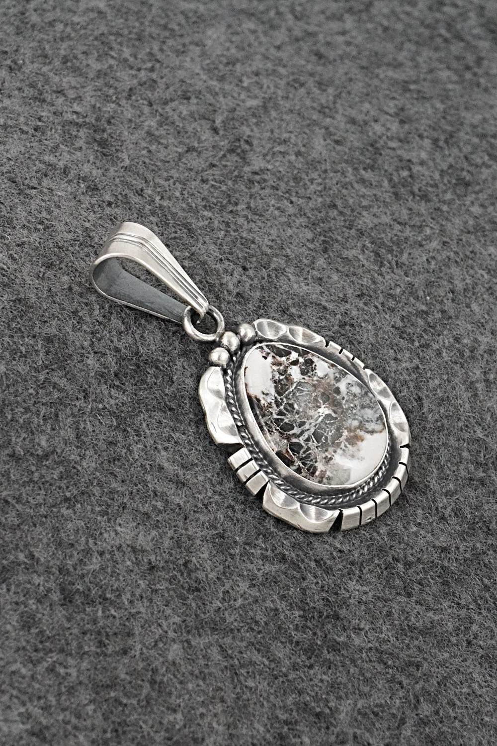 White Buffalo & Sterling Silver Pendant - Samuel Yellowhair