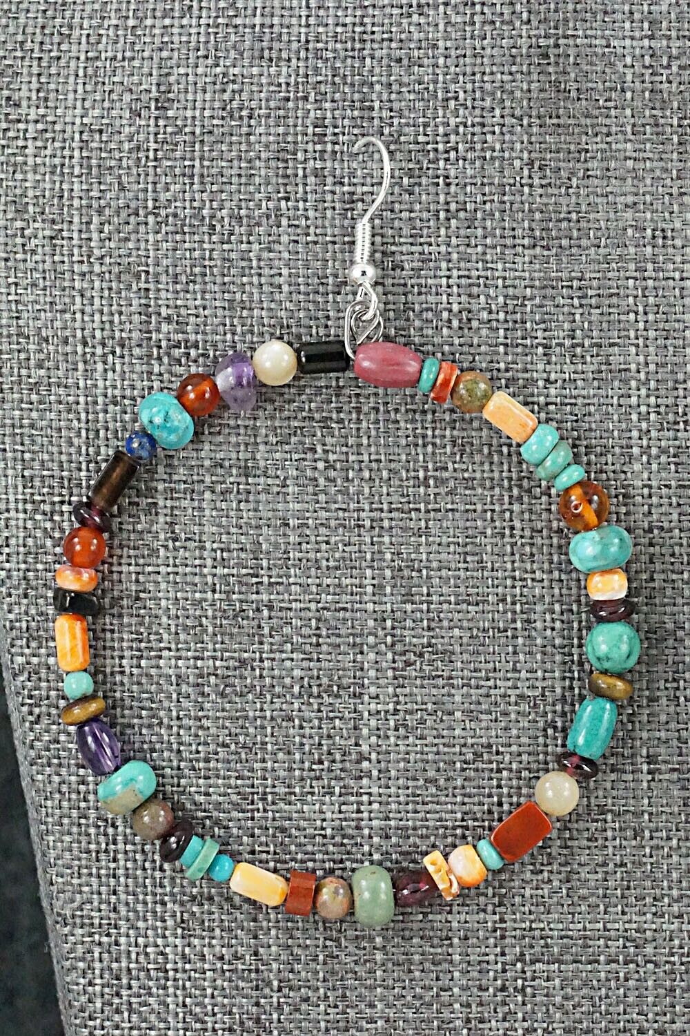 Multi-Stone & Sterling Silver Earrings - Helen Tsosie