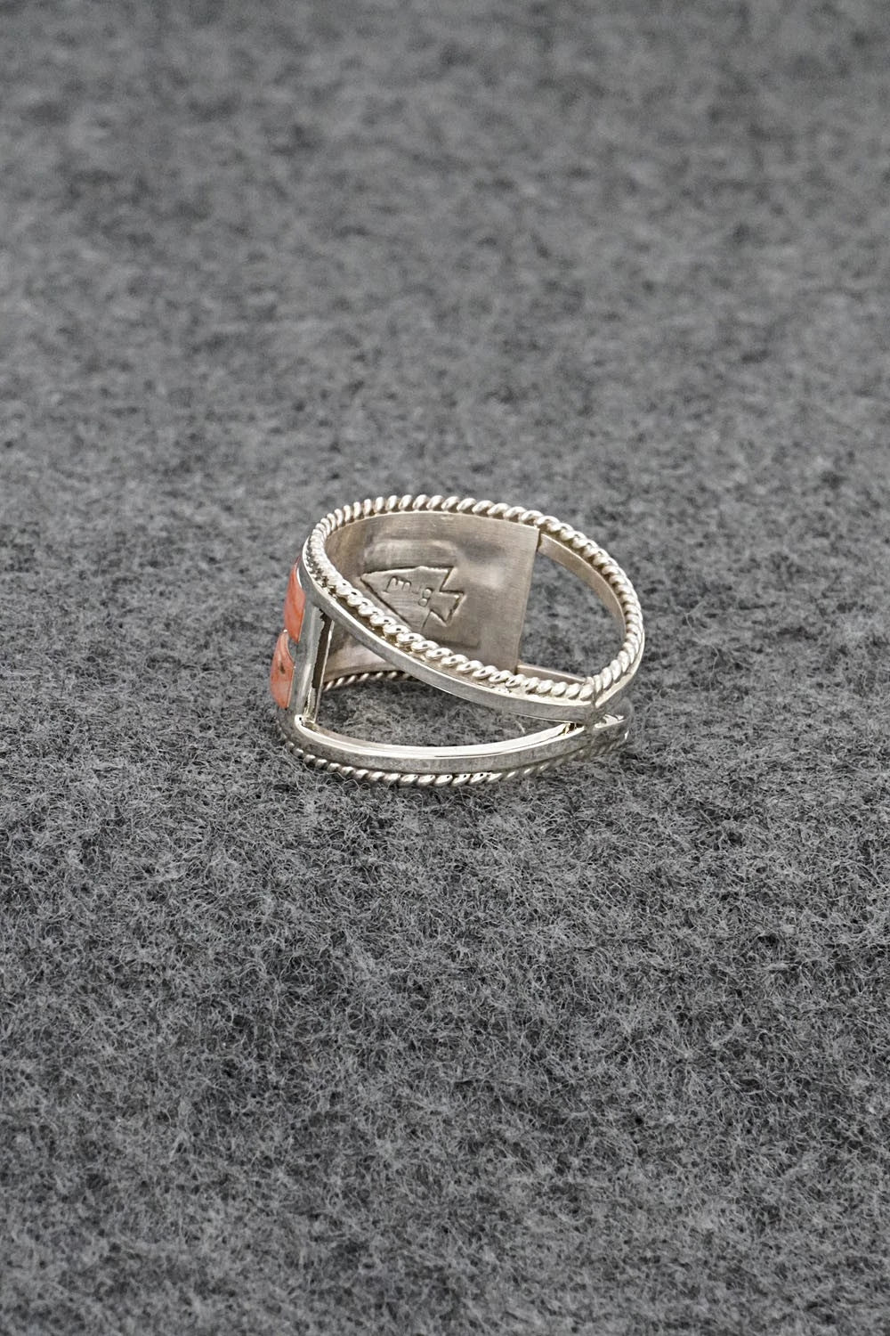 Coral and Sterling Silver Ring - Bruce Johnson - Size 9.25