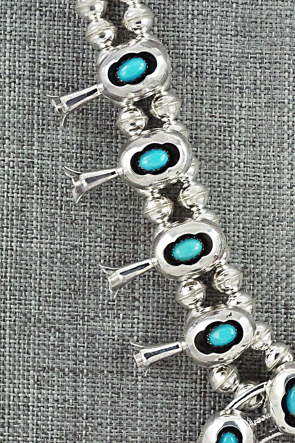 Turquoise & Sterling Silver Mini Squash Blossom Set - Phil Garcia