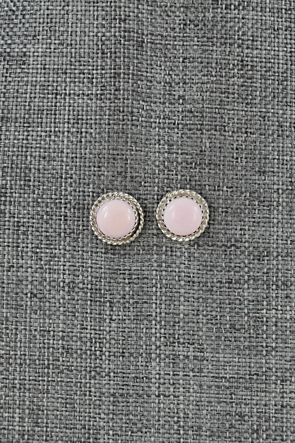 Pink Conch & Sterling Silver Earrings - Esther White