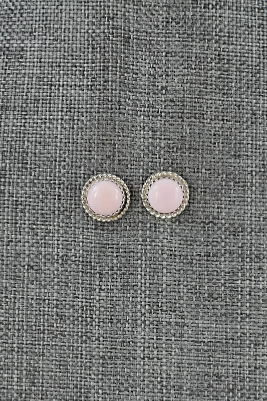 Pink Conch & Sterling Silver Earrings - Esther White