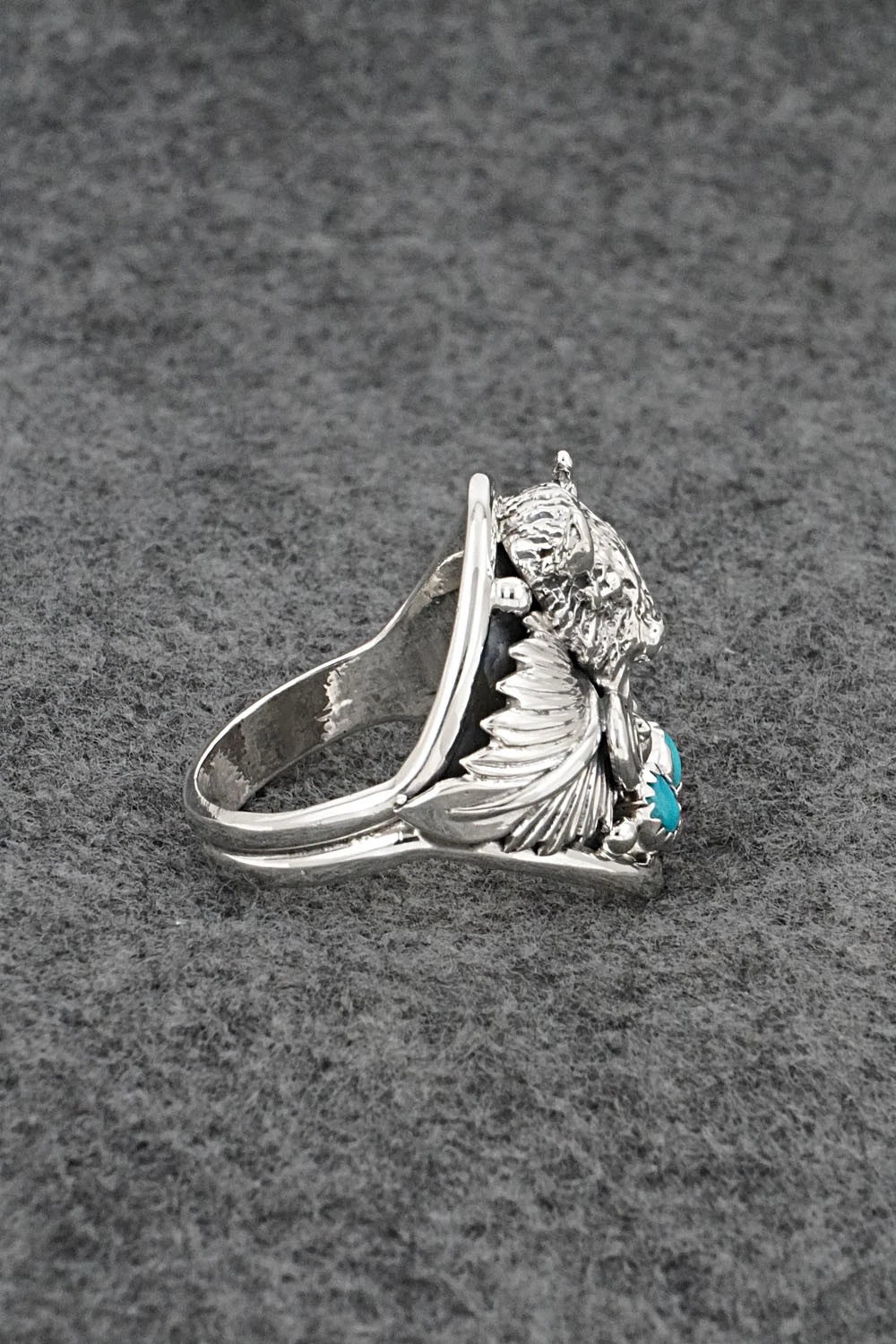 Turquoise & Sterling Silver Ring - Darrell Morgan - Size 13.5