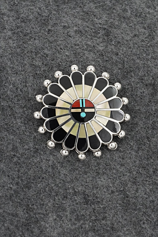 Multi-Stone & Sterling Silver Inlay Pendant/Pin - April Unkestine