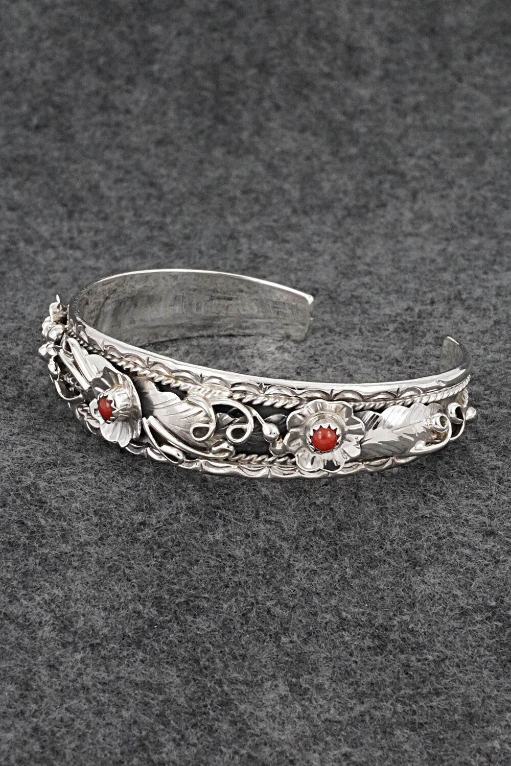 Coral & Sterling Silver Bracelet - Bessie Joe