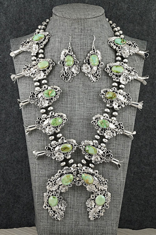 Turquoise & Sterling Silver Squash Blossom Set - Harry B. Yazzie