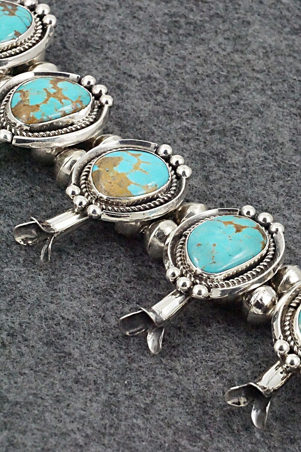 Turquoise & Sterling Silver Squash Blossom Set - Mike Platero