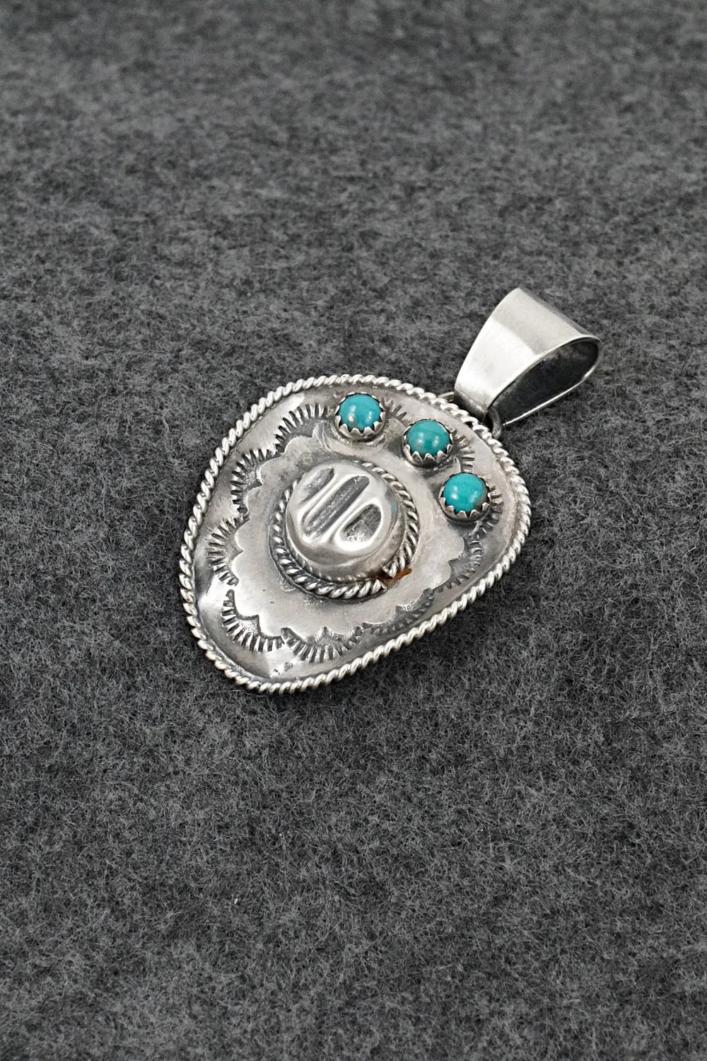 Turquoise & Sterling Silver Pendant - Bobby Platero