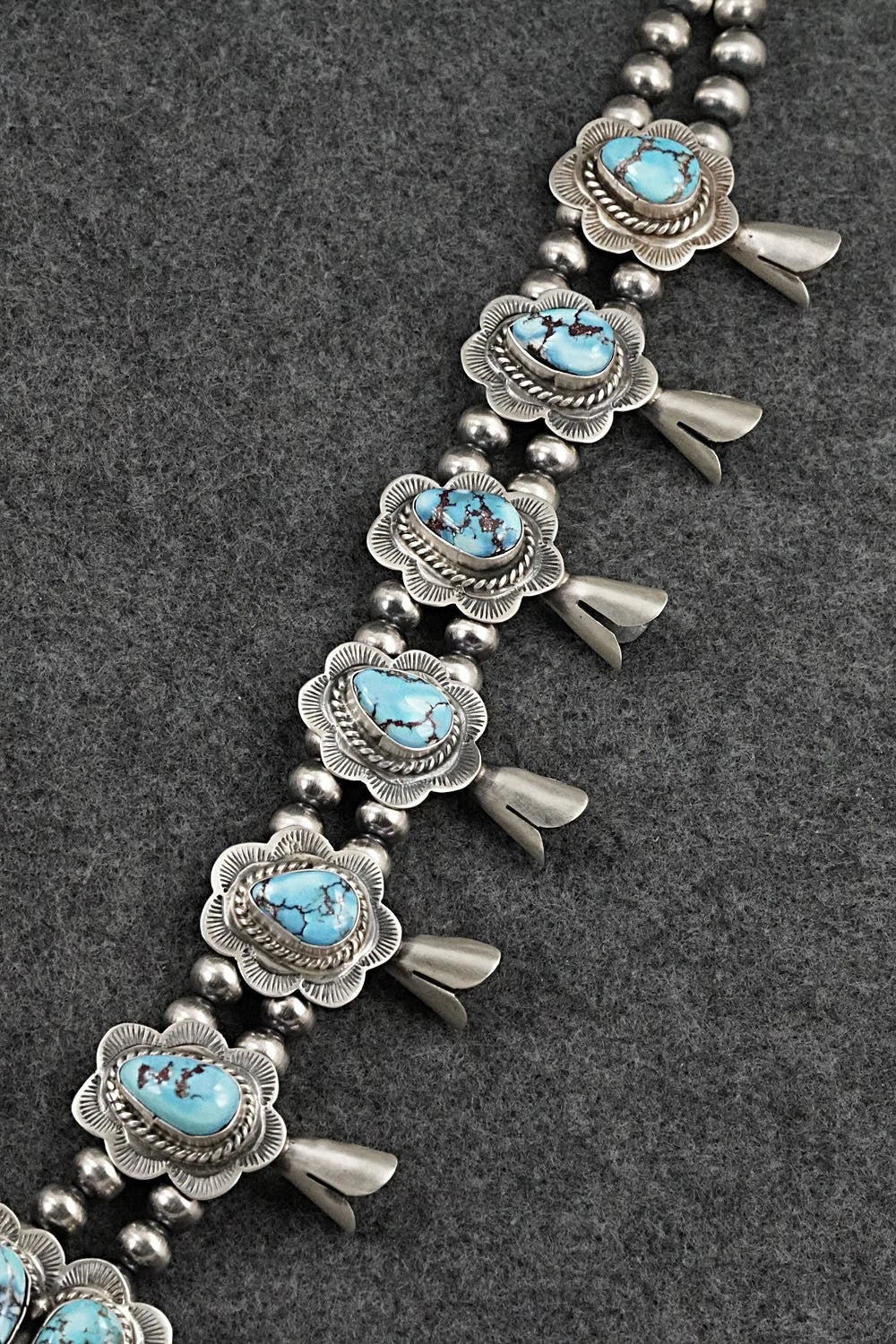Turquoise & Sterling Silver Squash Blossom Set - Vernon Johnson
