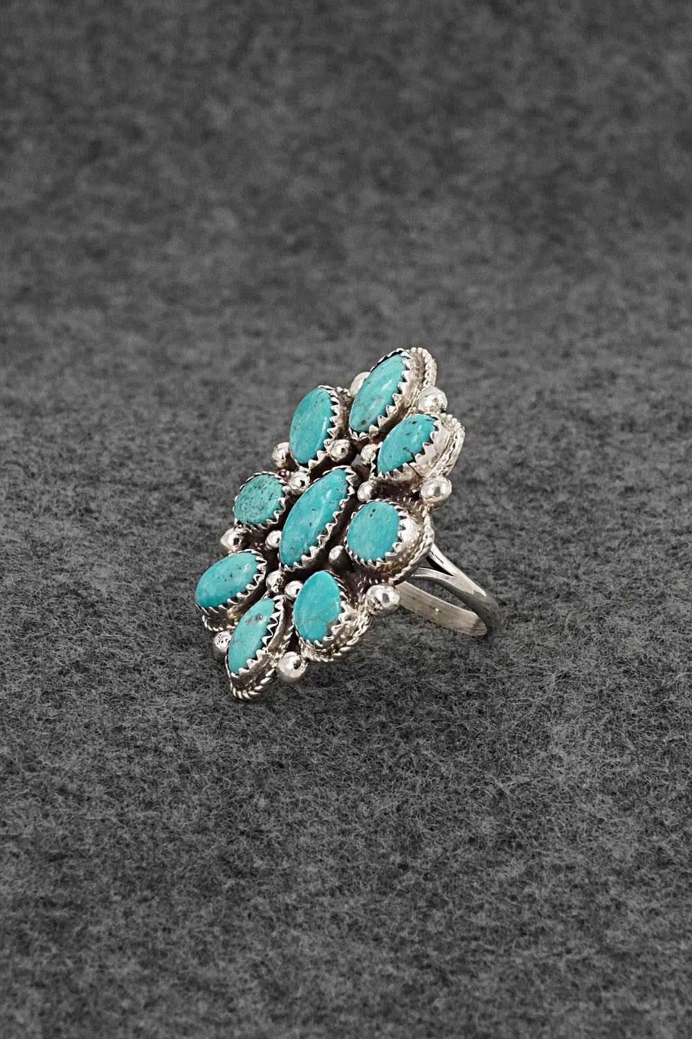 Turquoise & Sterling Silver Ring - Ernest Hawthorne - Size 7.75