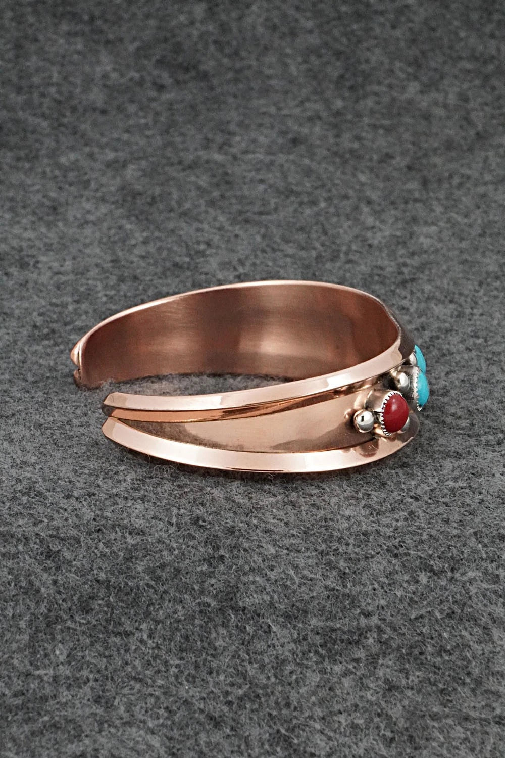 Turquoise, Coral & Copper Bracelet - Paul Largo
