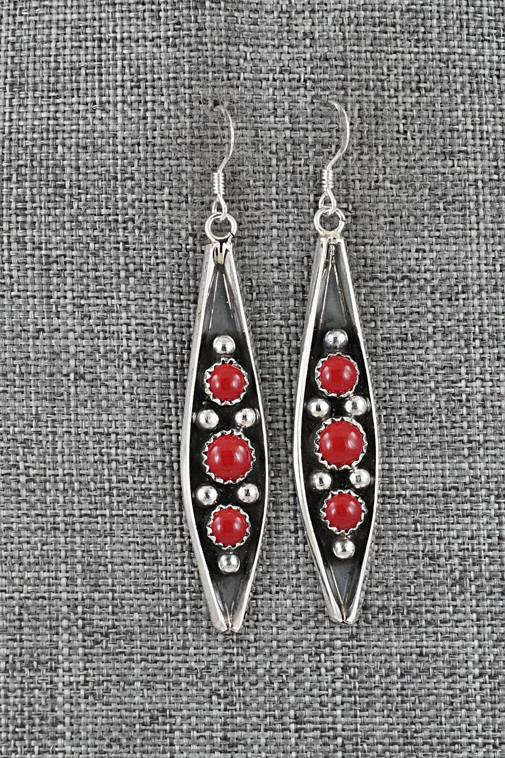 Coral & Sterling Silver Earrings - Paul Largo
