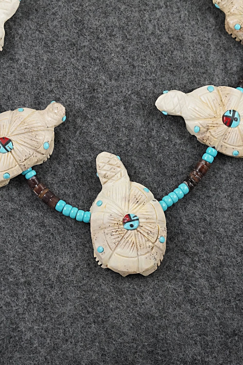 Multi-Stone Turtle Fetish & Sterling Silver Necklace Set - Dannette Laate
