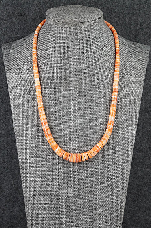 Spiny Oyster & Sterling Silver Necklace 18" - Doreen Jake