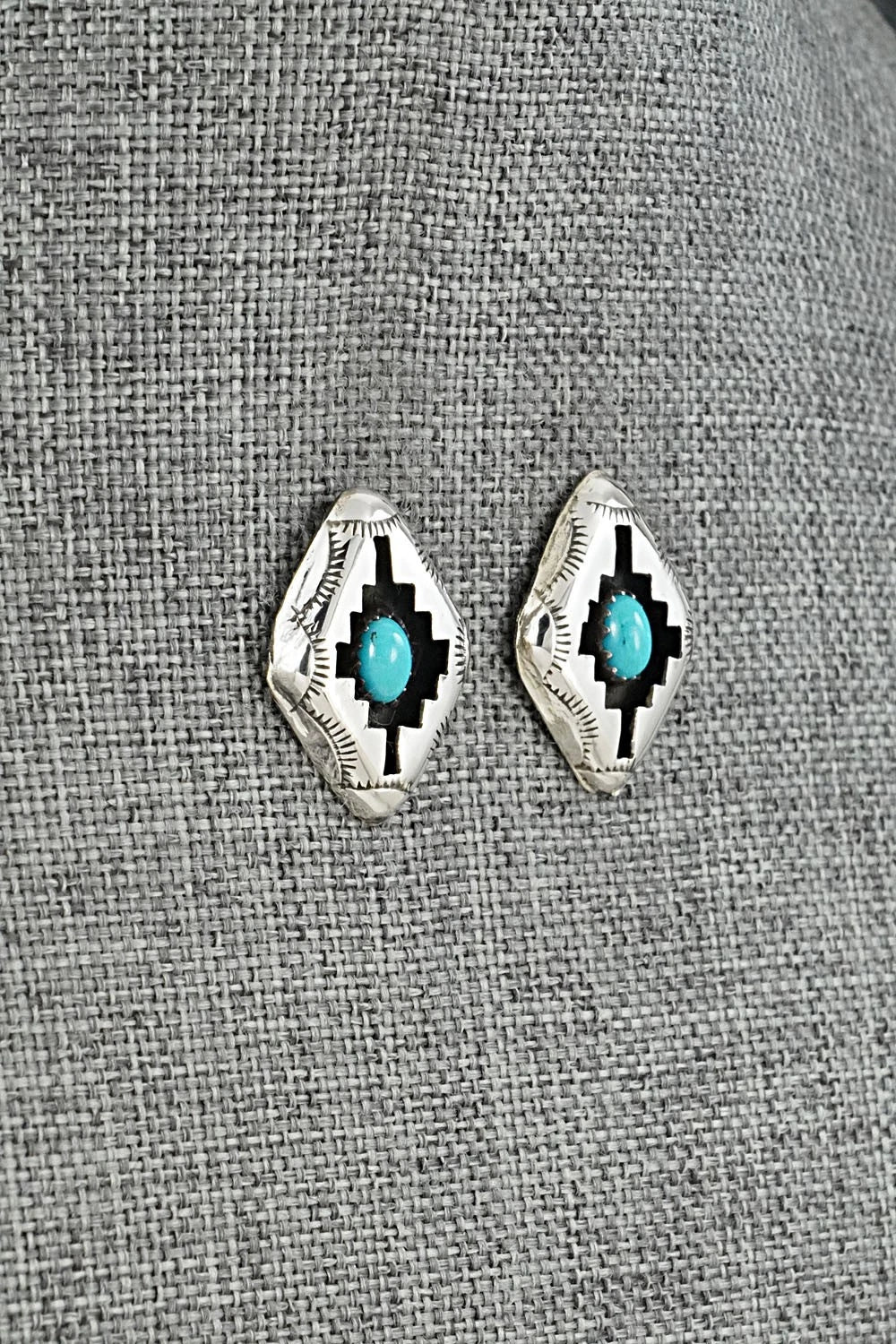Turquoise & Sterling Silver Earrings - Phil Perry