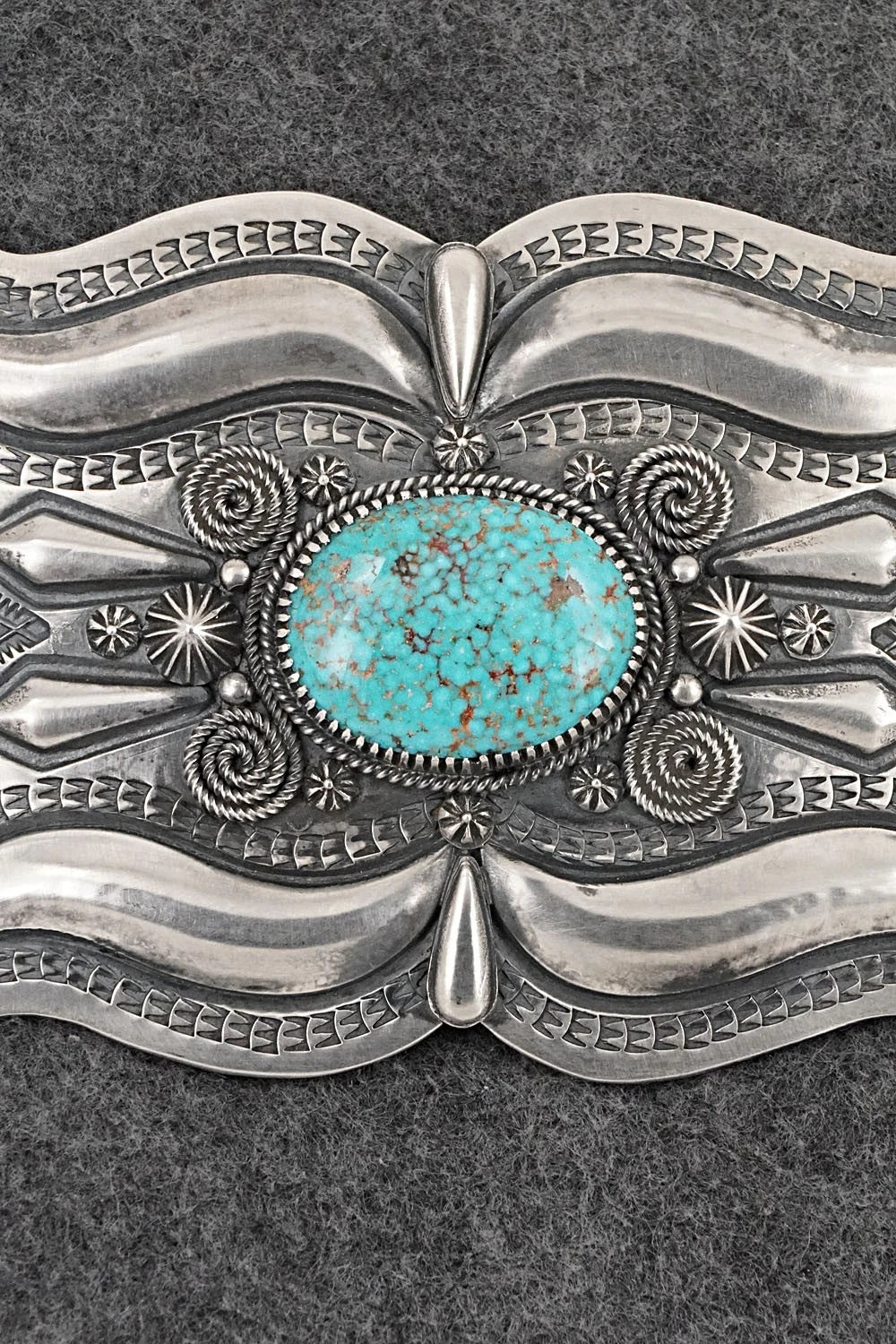 Turquoise & Sterling Silver Belt Buckle - Delbert Gordon